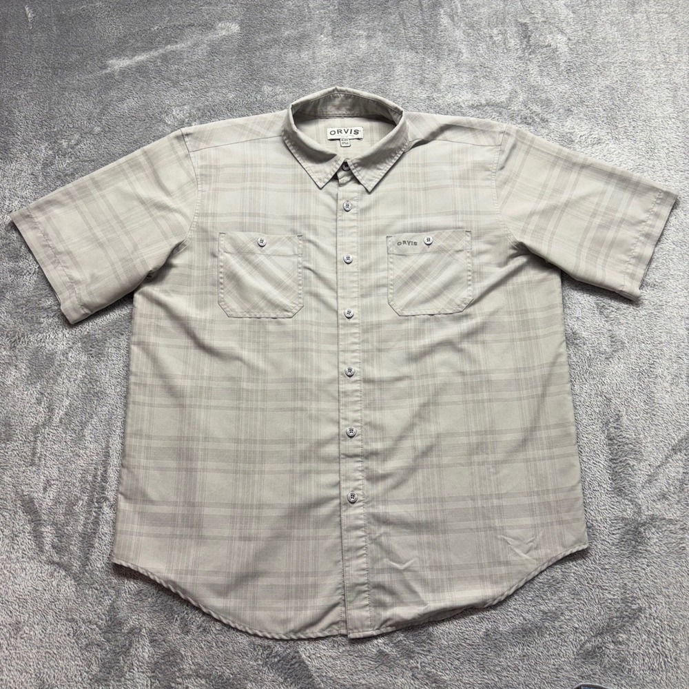Orvis Button Down Shirts Mens XL Tan Red Plaid Bundle 2pk Flannel Performance